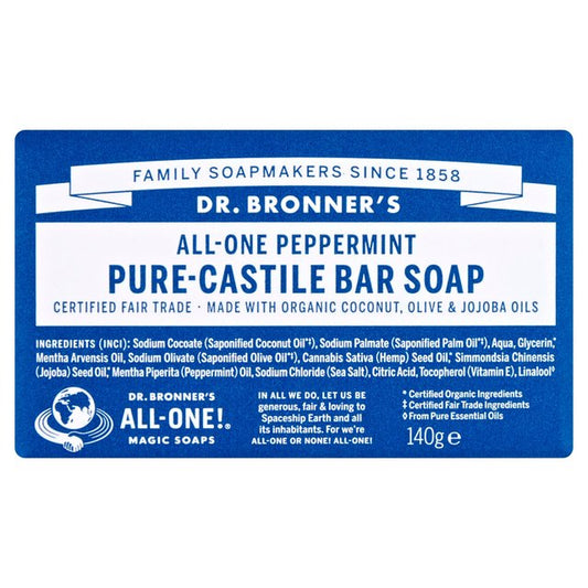 Dr Bronner's All-one Peppermint Pure Castile Bar Soap