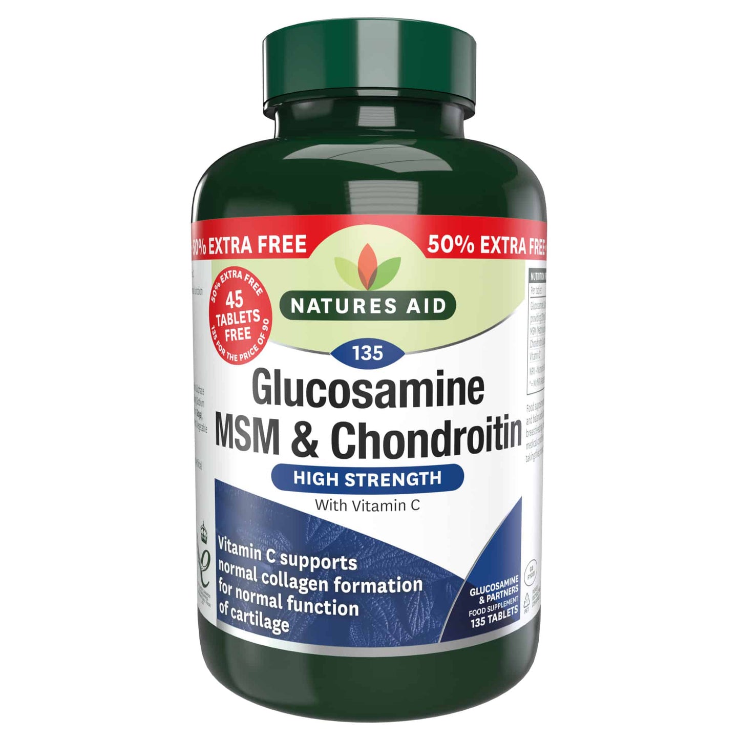 Natures Aid - Glucosamine, MSM & Chondroitin - 90 Tablets