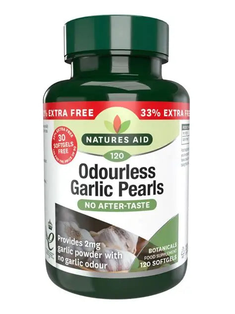 Natures Aid - Odourless Garlic Pearls - 120 Softgels