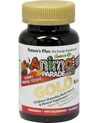 NaturesPlus Animal Parade Gold Multivitamin & Mineral Chewable Tablets - 60 Natural Orange Flavor