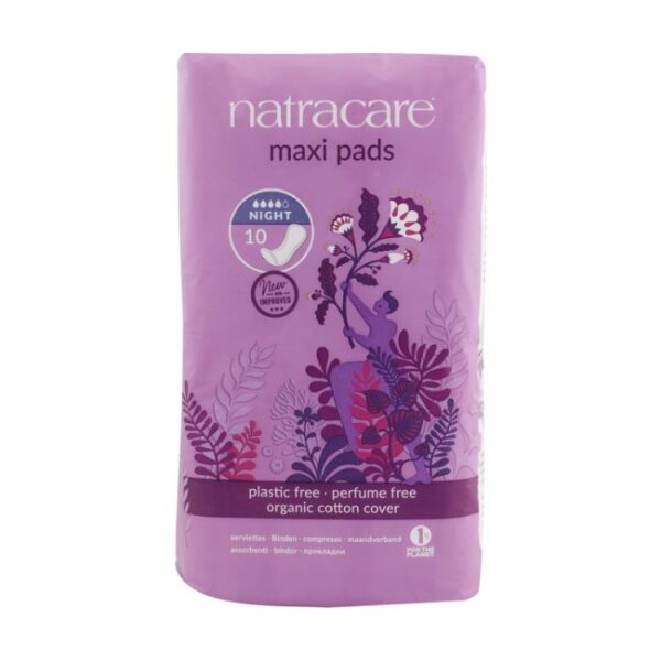 Natracare Night Maxi Pads - 10 Pads