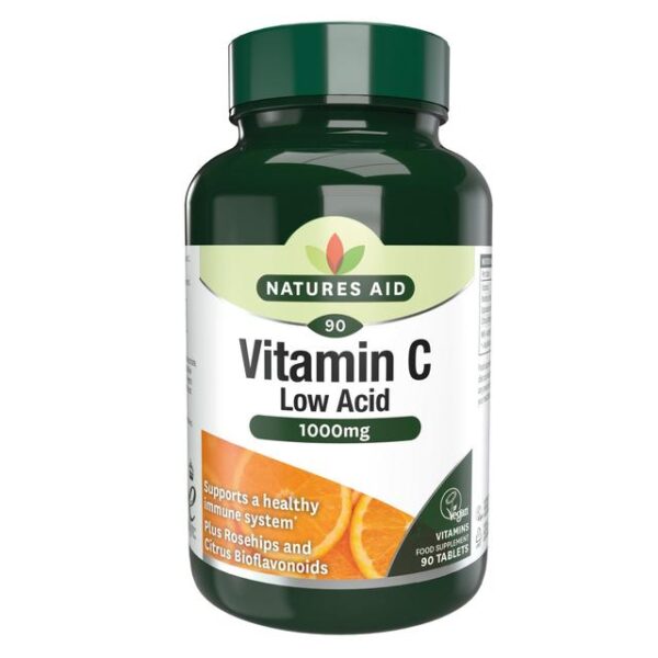 Natures Aid Low Acid Vitamin C - 90 Tablets